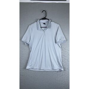 Oakley Polo Shirt Mens Large Gray Stripe Performance Fit Golf Short Sleeve